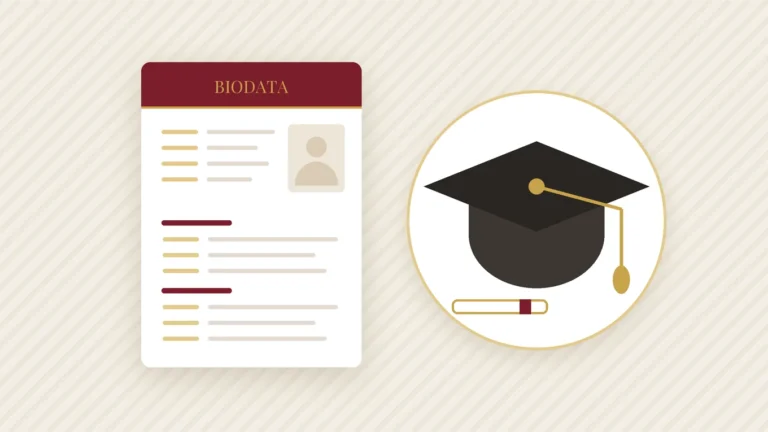 A marriage biodata with a graduation cap beside the education and career section