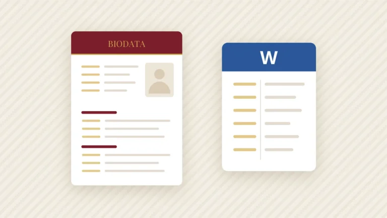 A marriage biodata open in a word processor, with a two-column table and a photo in the top corner