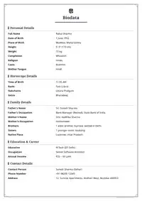 Classic Frame marriage biodata template