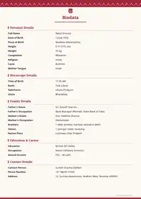 Damask Maroon marriage biodata template