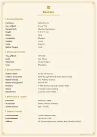 Ivory Gold marriage biodata template