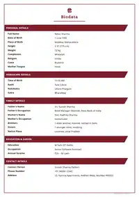 Maroon Ribbon marriage biodata template